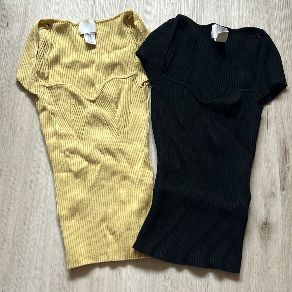H&M tops in yellow and black both sizes are xs